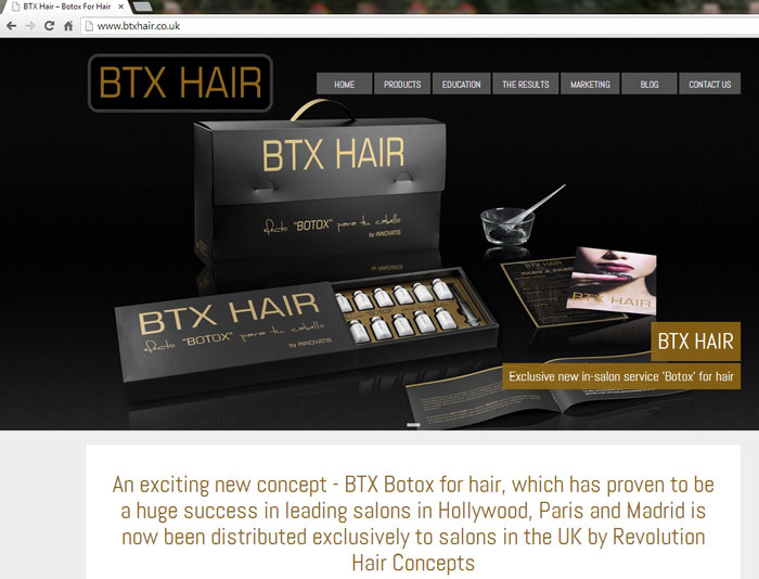 BTX Hair Website Screen Shot